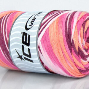 1x250gr Natural Cotton Color 3mm Pink Shades, Orange, Maroon