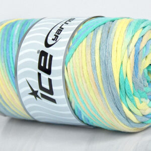 1x250gr Natural Cotton Color 3mm Light Yellow, Light Grey, Green Shades