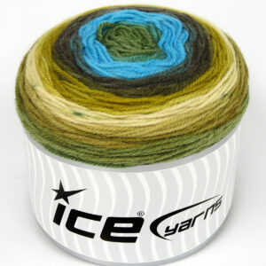 2x150gr Cakes Wool DK Green, Turquoise, Brown, Khaki Shades, Beige