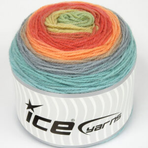 2x150gr Cakes Wool DK Camel, Orange Shades, Blue, Green
