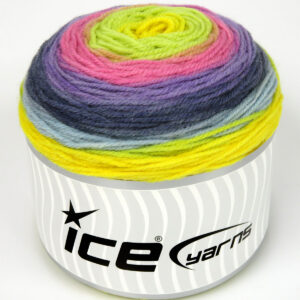 2x150gr Cakes Wool DK Yellow, Green, Pink, Lilac, Blue Shades