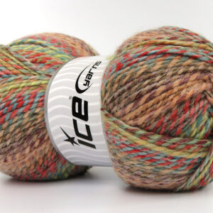 2x200gr Puzzle Wool Worsted Salmon Shades, Camel, Turquoise, Green