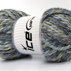 2x200gr Puzzle Wool Chunky Grey, Blue, Camel, Black