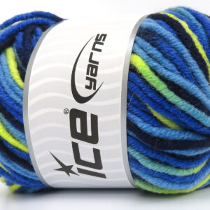 4x100gr Star Merino Batik Blue Shades, Green Shades, Yellow