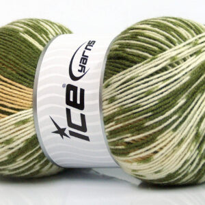 2x150gr Jacquard Wool Green, Cafe Latte, Cream