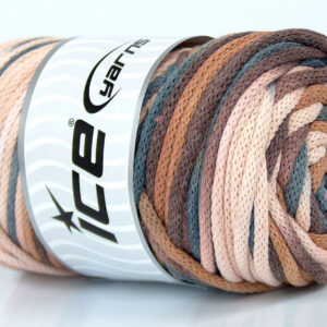 1x250gr Macrame VisCot Color 3mm Brown Shades, Cream, Grey Shades