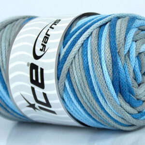 1x250gr Macrame VisCot Color 3mm Blue Shades, Grey Shades