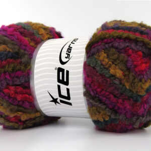 2x150gr Boucle Wool Magic Fuchsia, Red, Teal, Gold, Camel