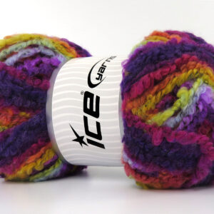 2x150gr Boucle Wool Magic Purple Shades, Yellow, Green, Blue, Orange