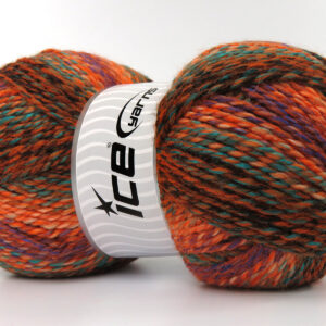 2x200gr Puzzle Wool Worsted Orange Shades, Green, Purple, Black