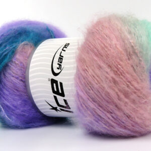 2x150gr Bella Mohair Green Shades, Lilac, Pink