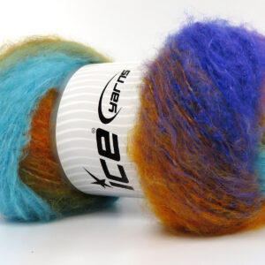 2x150gr Bella Mohair Turquoise, Gold, Purple, Fuchsia, Khaki