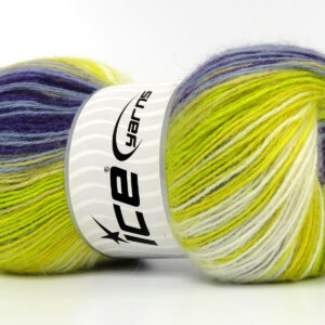 4x100gr Angora Active Cream, Green, Yellow, Purple, Bluish Lilac