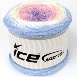1x250gr Cakes Cotton Fine Light Lilac, Light Pink, White, Light Blue