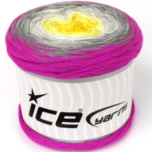 1x250gr Cakes Cotton Fine Yellow, White, Grey Shades, Fuchsia