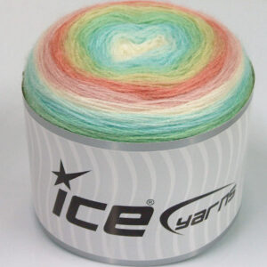 2x150gr Cakes Mohair White, Pink, Salmon, Green Shades, Turquoise