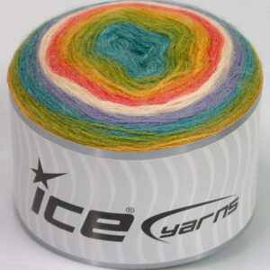 2x150gr Cakes Mohair Green, Turquoise, Lilac, Cream, Salmon, Gold