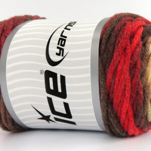 3x100gr Wool Superbulky Batik Brown Shades, Cream, Red