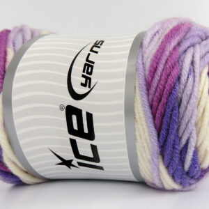 3x100gr Wool Superbulky Batik Purple Shades, White