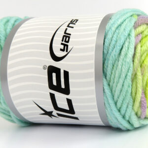3x100gr Wool Superbulky Batik Green Shades, Lilac, Camel