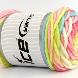 3x100gr Wool Superbulky Batik Pink Shades, Yellow, Turquoise, White