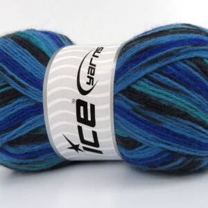 4x100gr Sock Varicolor Turquoise Shades, Blue, Black