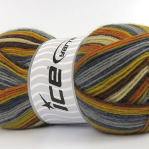 4x100gr Sock Varicolor Grey Shades, Cream, Gold Shades, Brown