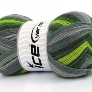 4x100gr Sock Varicolor Green Shades, Grey Shades