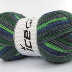 4x100gr Sock Varicolor Green Shades, Grey Shades, Blue