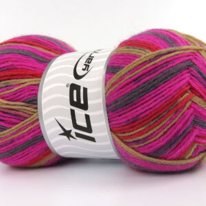 4x100gr Sock Varicolor Pink, Grey, Lilac, Camel, Red