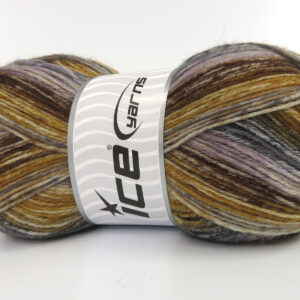 4x100gr Sock Varicolor Gold, Light Lilac, Grey Shades, Brown