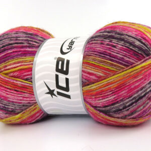4x100gr Sock Varicolor Black, Yellow, Purple Shades, Pink