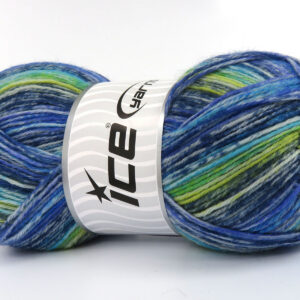 4x100gr Sock Varicolor Blue Shades, Green Shades