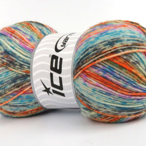 4x100gr Sock Varicolor Turquoise, Neon Orange, Blue, Green, Pink, Lilac