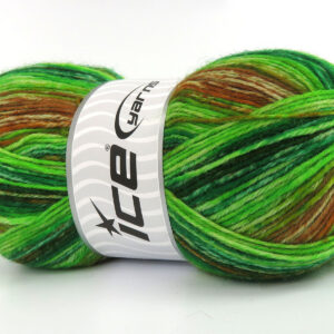 4x100gr Sock Varicolor Green shades, Brown Shades