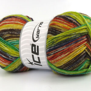 4x100gr Sock Varicolor Green shades, Brown Shades, Blue, Orange