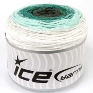 1x250gr Cakes Macrame Cotton Magic Green Shades, White