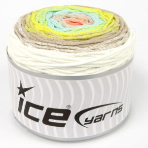 1x250gr Cakes Macrame Cotton Magic Salmon, Mint Green, Yellow, Camel, White
