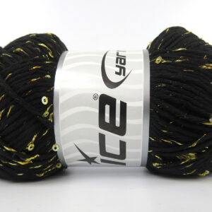 3x100gr Natural Cotton Paillette Black, Gold