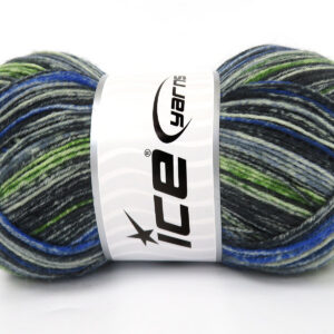 3x100gr Sock Print Blue Shades, Cream, Green, Black