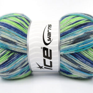 4x100gr Sock Design Turquoise Shades, Green, Blue Shades