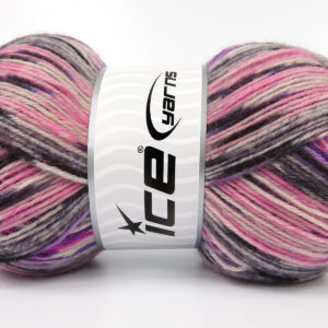 4x100gr Sock Design Purple Shades, Grey Shades, Pink Shades