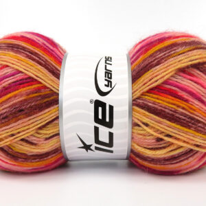 4x100gr Sock Design Pink Shades, Maroon, Yellow Shades, Red