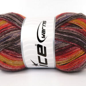 3x100gr Sock Print Burgundy, Gold, Orange, Brown, Purple
