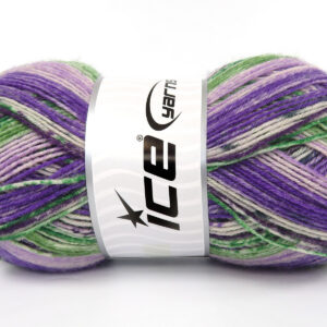 3x100gr Sock Print Purple Shades, Green Shades, White