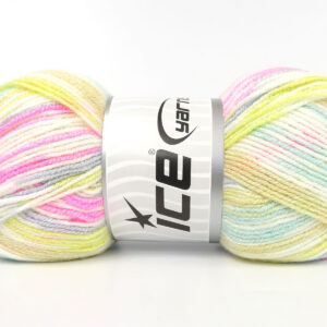 4x100gr Baby Pastel Pink, Yellow, White, Light Grey, Dark Cream, Green